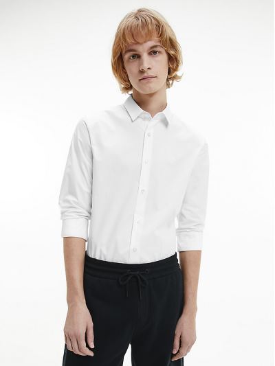 Calvin Klein Ruhák HU826037 | Calvin Klein Slim Cotton Stretch Férfi Ing Világos Fehér